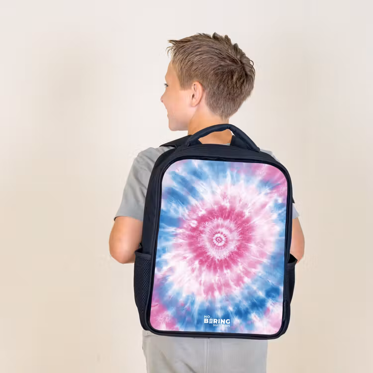 Tie dye - Abstract - Blauw - Roze Rugzak - Zwart middel -sfeer2