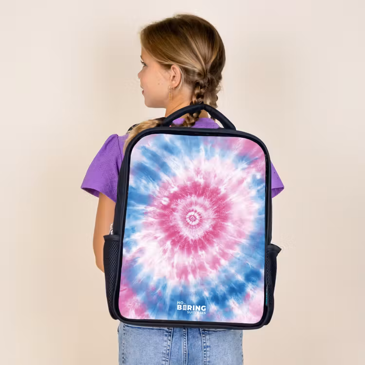 Tie dye - Abstract - Blauw - Roze Rugzak - Zwart middel -sfeer5
