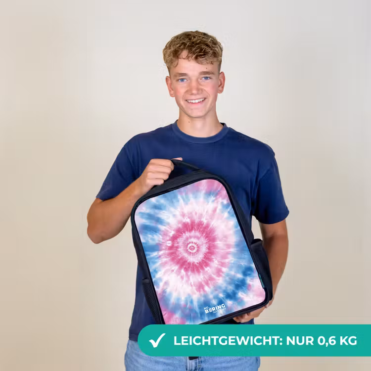 Tie dye - Abstract - Blauw - Roze Rugzak - Zwart middel -sfeer7_DE