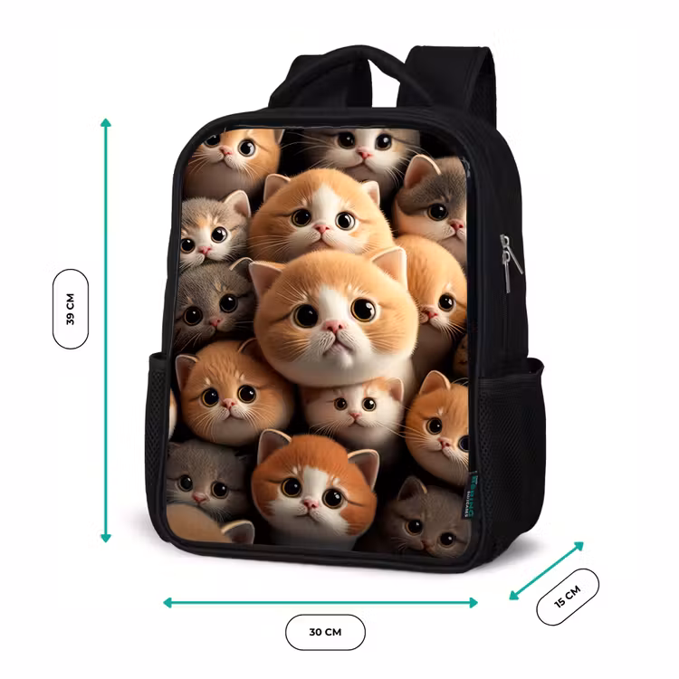 Knuffelkatjes Rugzak - Zwart middel -productfoto_formaten
