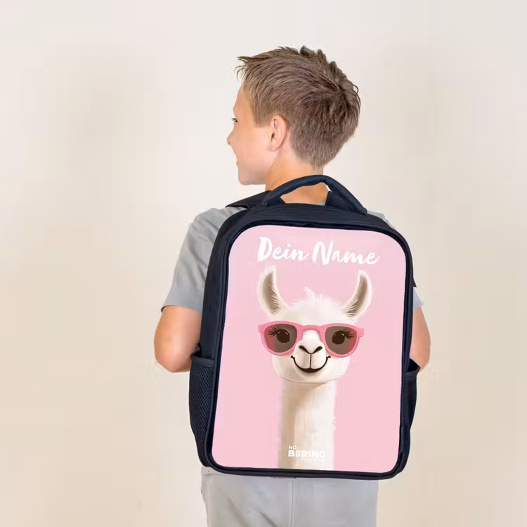 Lama - Wit - Zonnebril - Wimpers Rugzak - Zwart middel -sfeer2