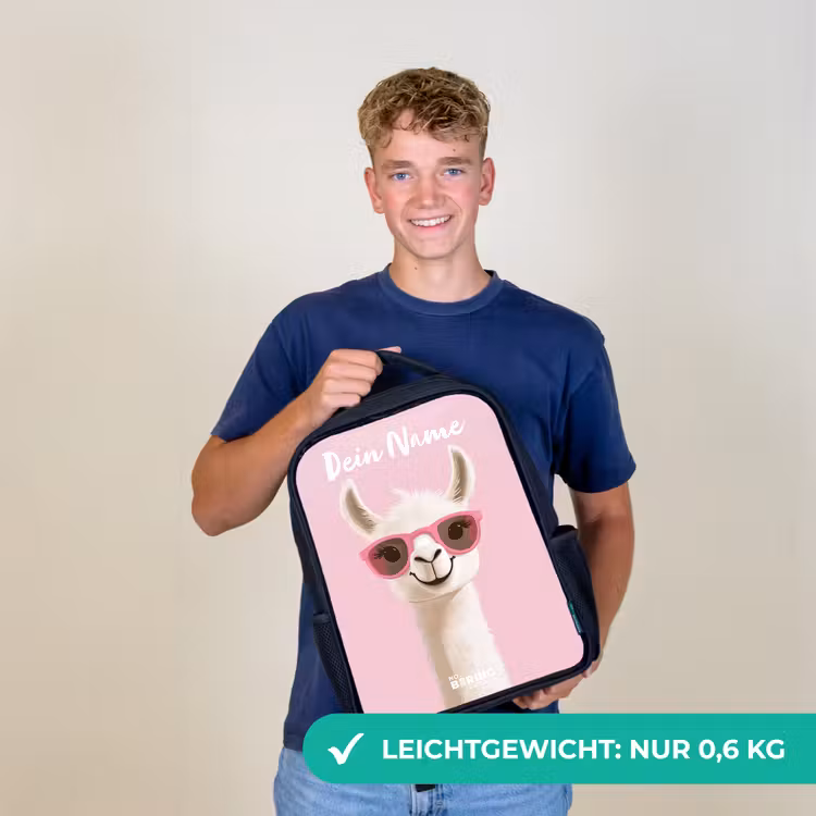 Lama - Wit - Zonnebril - Wimpers Rugzak - Zwart middel -sfeer7_DE