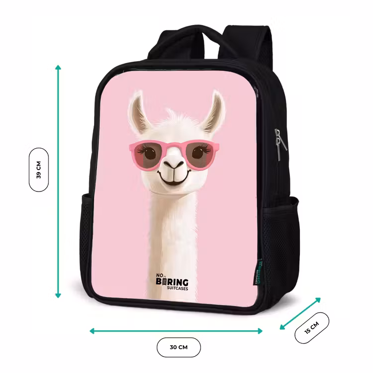 Lama - Wit - Zonnebril - Wimpers Rugzak - Zwart middel -productfoto_formaten