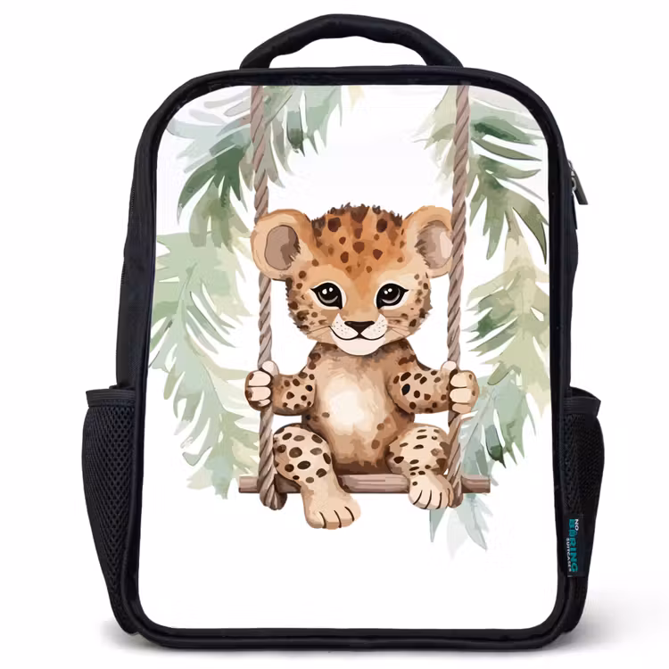 Luipaard - Dier - Kinderen - Jungle Rugzak - Zwart middel -3d
