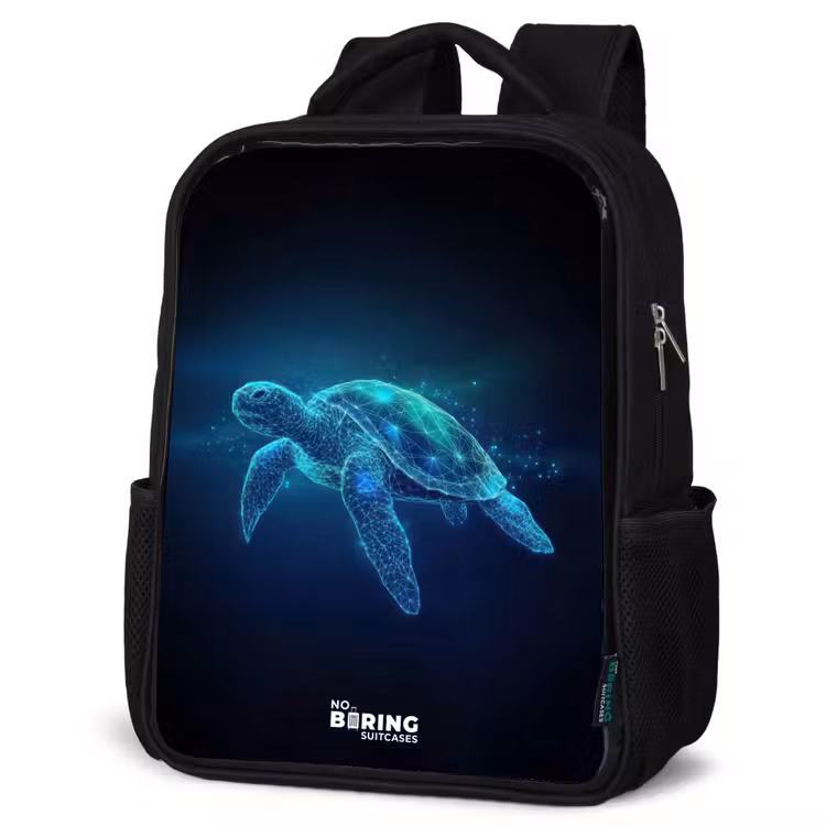 Lichtgevende schildpad in digitale oceaan Rugzak - Zwart middel -schuin