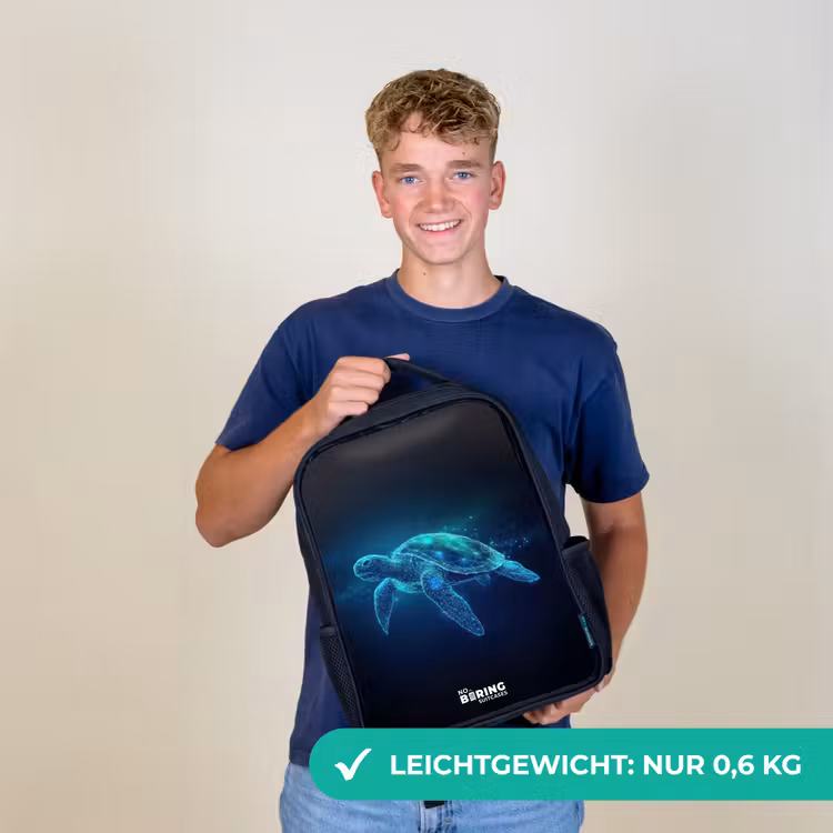 Lichtgevende schildpad in digitale oceaan Rugzak - Zwart middel -sfeer7_DE