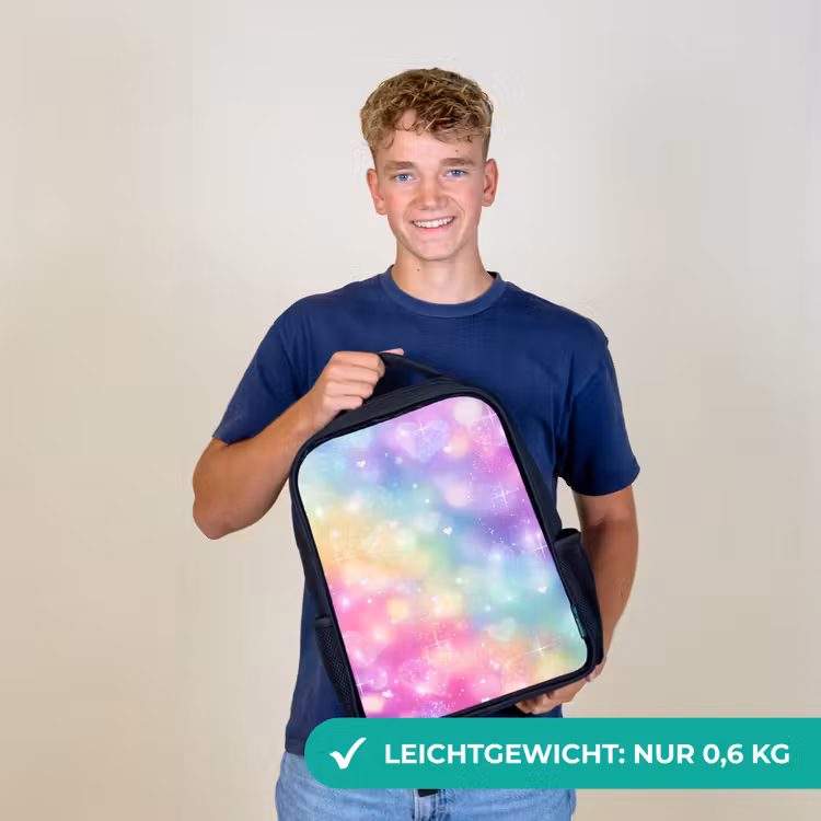 Licht - Regenboog - Hartjes Rugzak - Zwart middel -sfeer7_DE