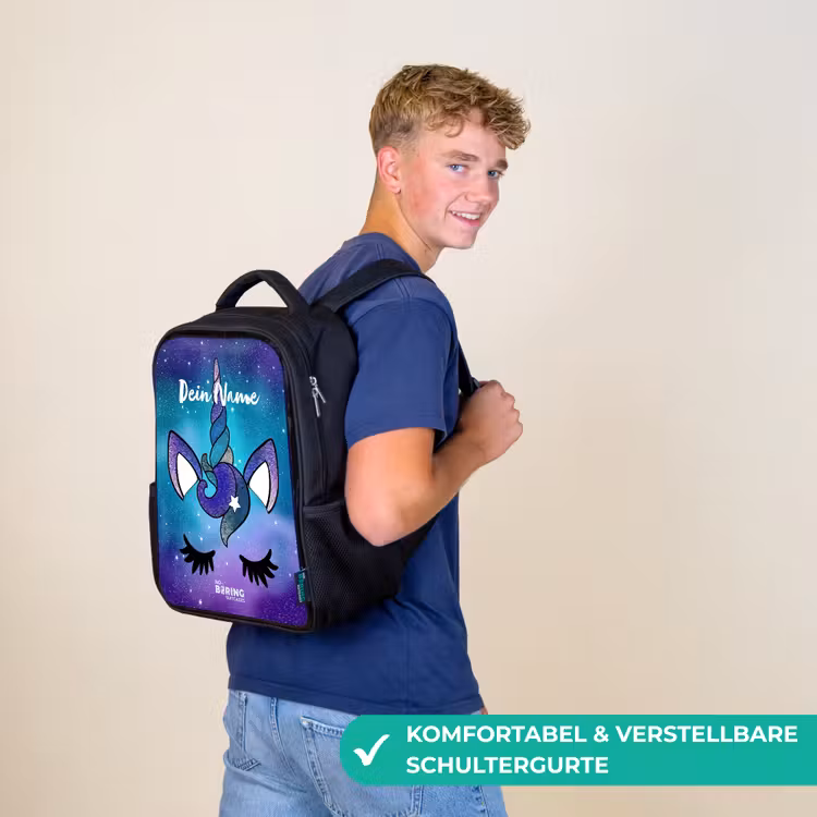 Paarse eenhoorn Rugzak - Zwart middel -sfeer9_DE
