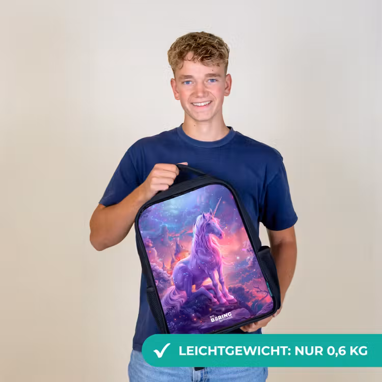 Paarse Eenhoorn in Magische Omgeving Rugzak - Zwart middel -sfeer7_DE