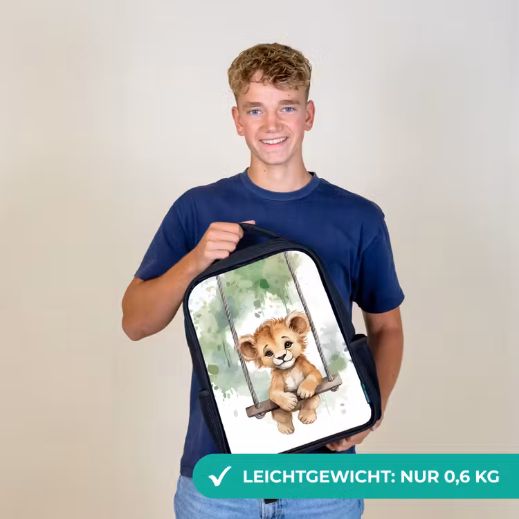 Leeuw - Dier - Kinderen - Jungle Rugzak - Zwart middel -sfeer7_DE