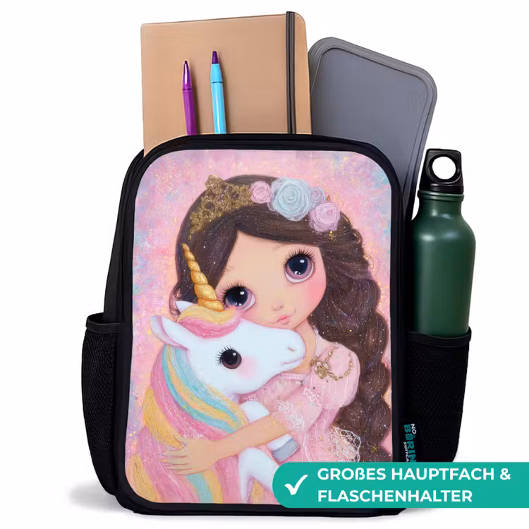 Meisje - Eenhoorn - Glitter Rugzak - Zwart middel -inhoud_DE