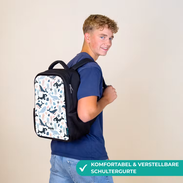 Oceaan dieren kleurrijk Rugzak - Zwart middel -sfeer9_DE