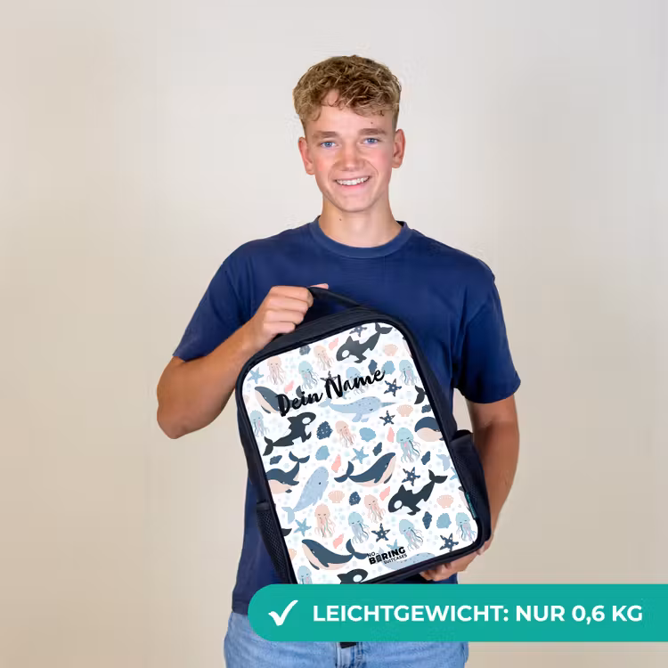 Oceaan dieren kleurrijk Rugzak - Zwart middel -sfeer7_DE