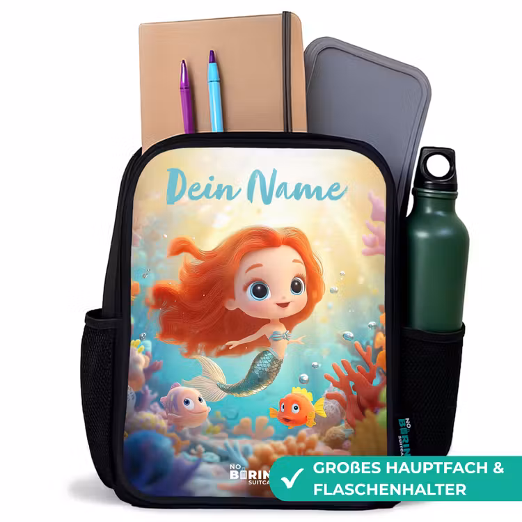 Zeemeermin - Vissen - Koraal Rugzak - Zwart middel -inhoud_DE