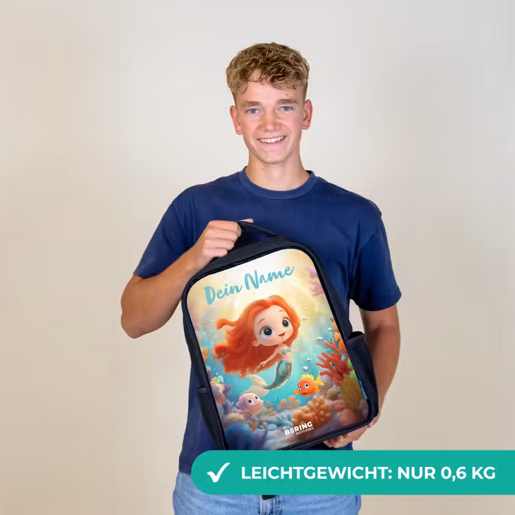 Zeemeermin - Vissen - Koraal Rugzak - Zwart middel -sfeer7_DE