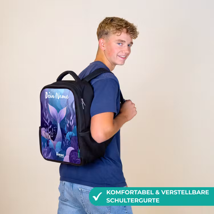 Zeemeermin - Onderwater - Paars - Blauw Rugzak - Zwart middel -sfeer9_DE