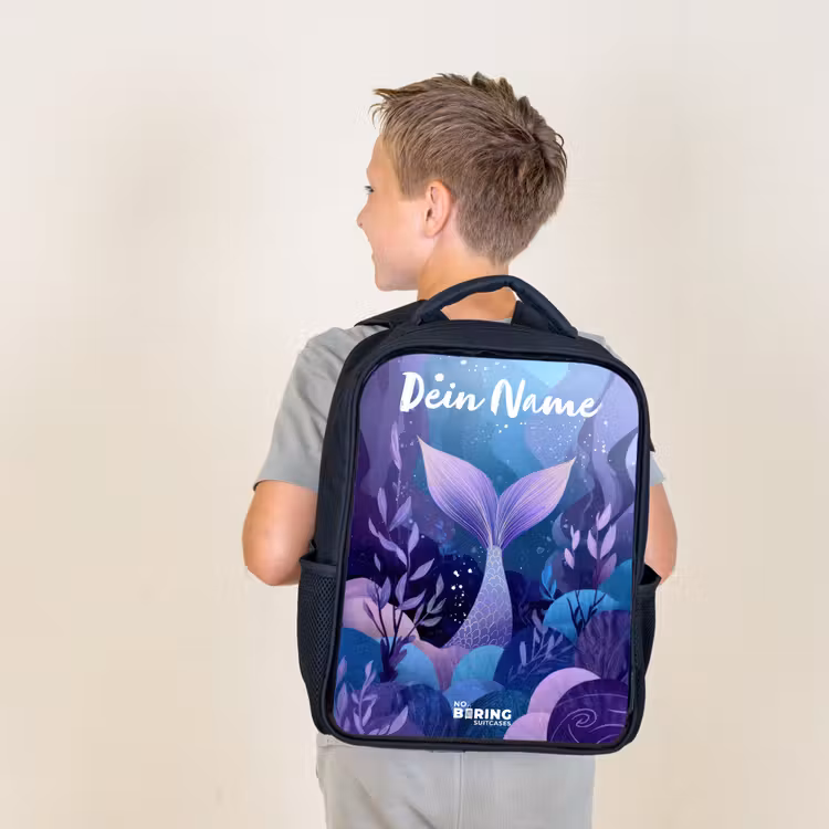 Zeemeermin - Onderwater - Paars - Blauw Rugzak - Zwart middel -sfeer2