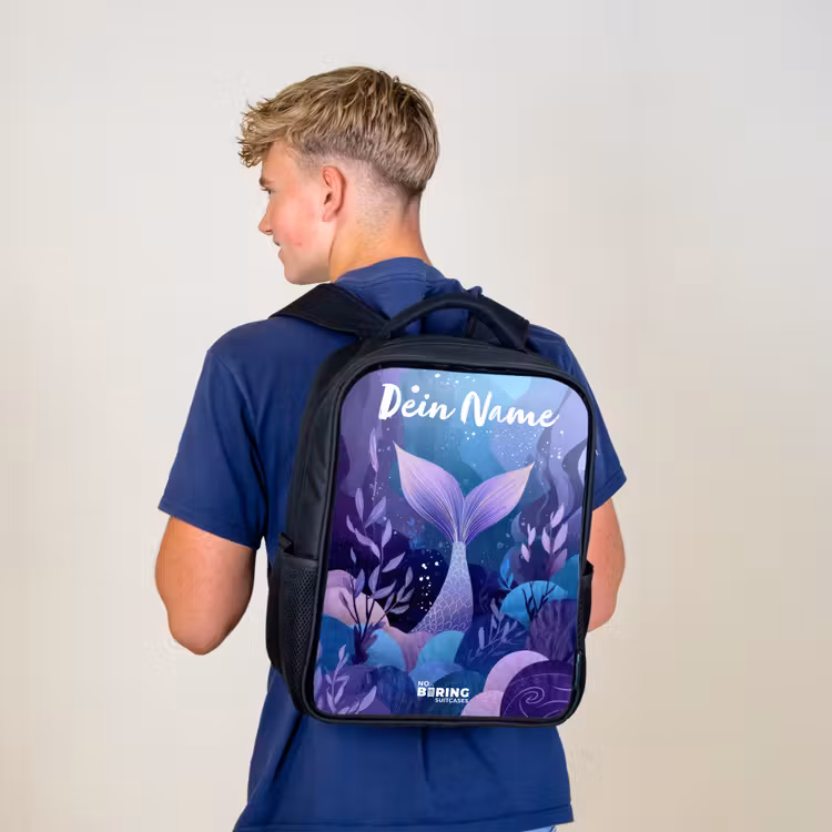 Zeemeermin - Onderwater - Paars - Blauw Rugzak - Zwart middel -sfeer8