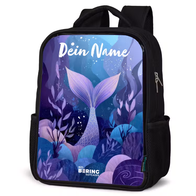Zeemeermin - Onderwater - Paars - Blauw Rugzak - Zwart middel -schuin