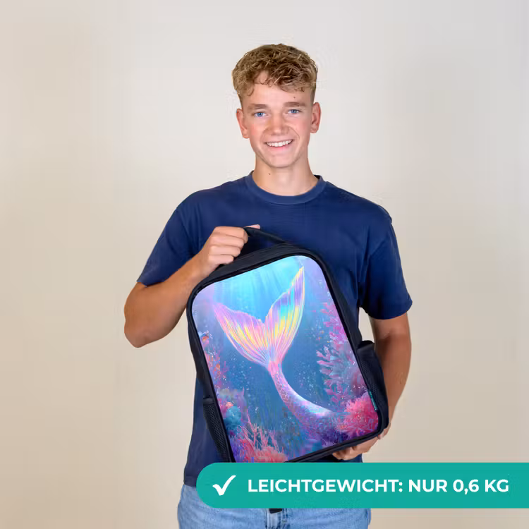 Zeemeerminnenstaart - Koraal - Water Rugzak - Zwart middel -sfeer7_DE