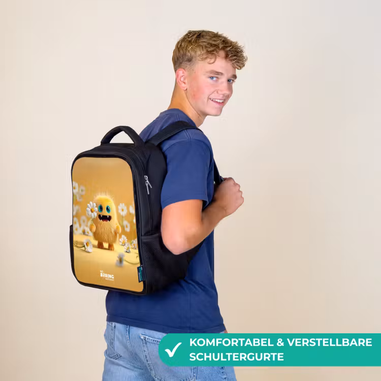Monster - Wezen - Bloem - Geel Rugzak - Zwart middel -sfeer9_DE