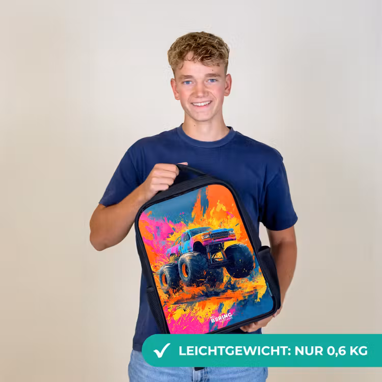 Monstertruck - Verfspatten - Kleurrijk - Explosie Rugzak - Zwart middel -sfeer7_DE