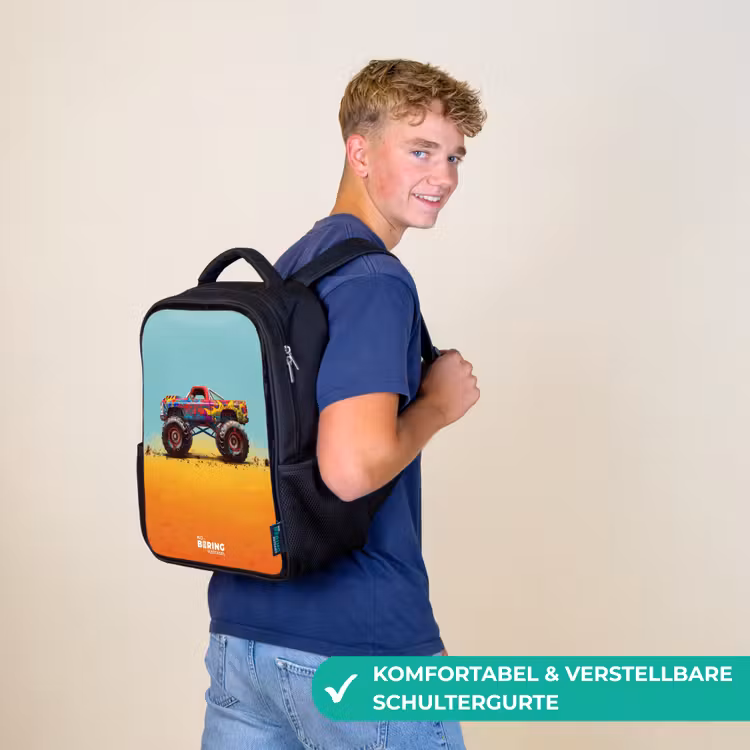 Monstertruck met Graffiti Print in het Zand Rugzak - Zwart middel -sfeer9_DE