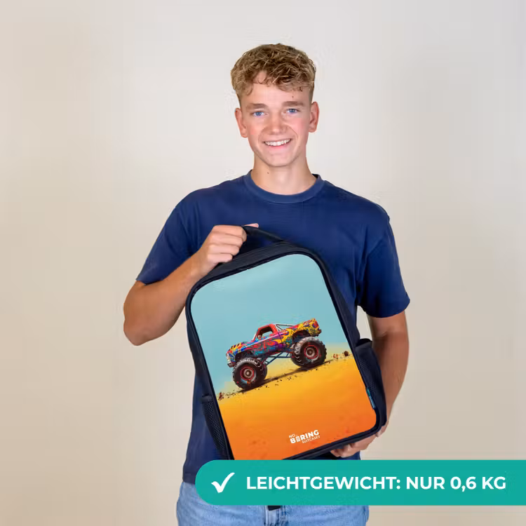 Monstertruck met Graffiti Print in het Zand Rugzak - Zwart middel -sfeer7_DE
