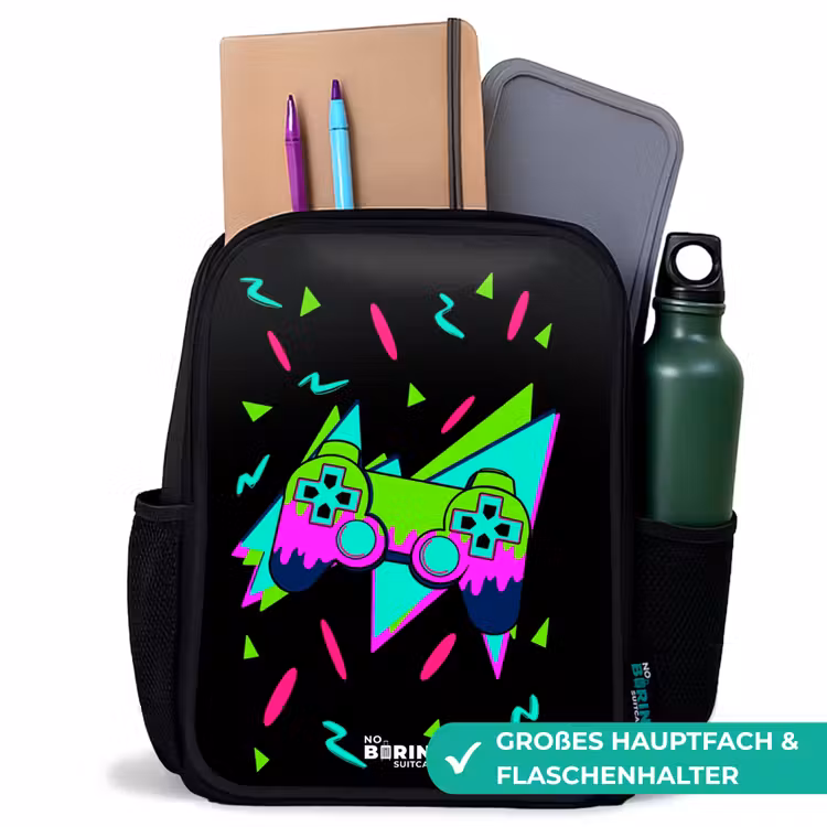 Neon controller op zwart Rugzak - Zwart middel -inhoud_DE
