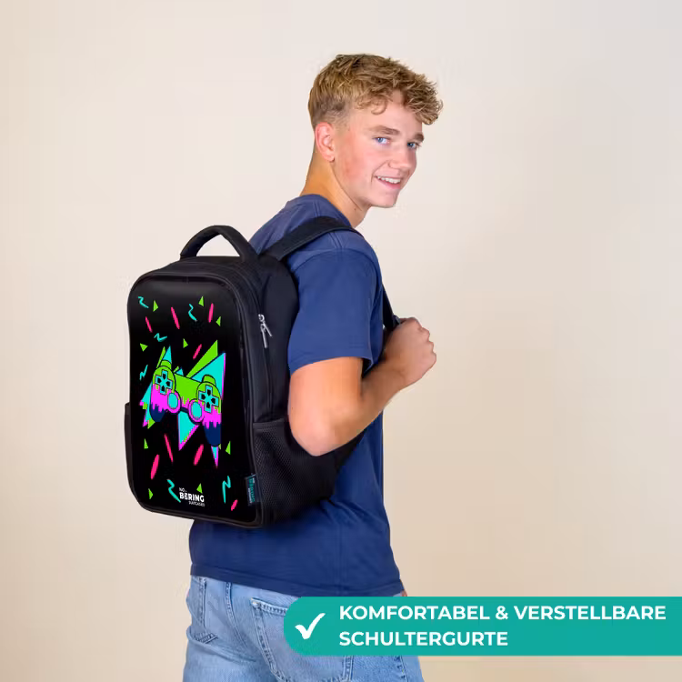 Neon controller op zwart Rugzak - Zwart middel -sfeer9_DE