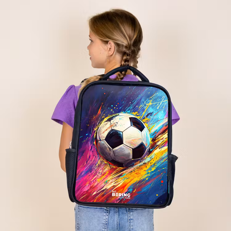 Neon - Voetbal - Kleurrijk Rugzak - Zwart middel -sfeer5