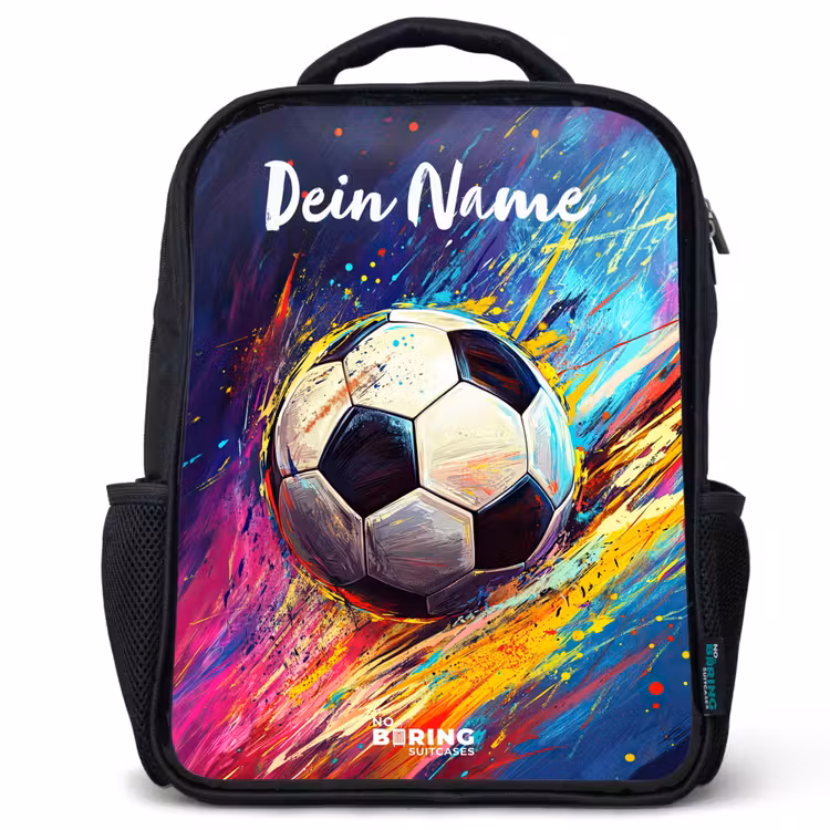 Neon - Voetbal - Kleurrijk Rugzak - Zwart middel -3d