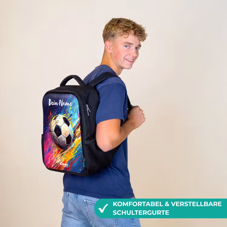 Neon - Voetbal - Kleurrijk Rugzak - Zwart middel -sfeer9_DE