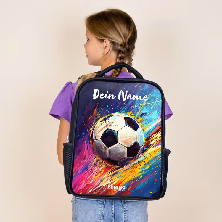 Neon - Voetbal - Kleurrijk Rugzak - Zwart middel -sfeer5