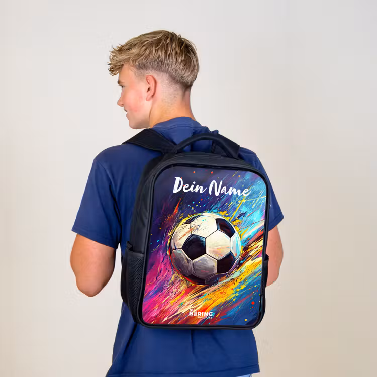 Neon - Voetbal - Kleurrijk Rugzak - Zwart middel -sfeer8