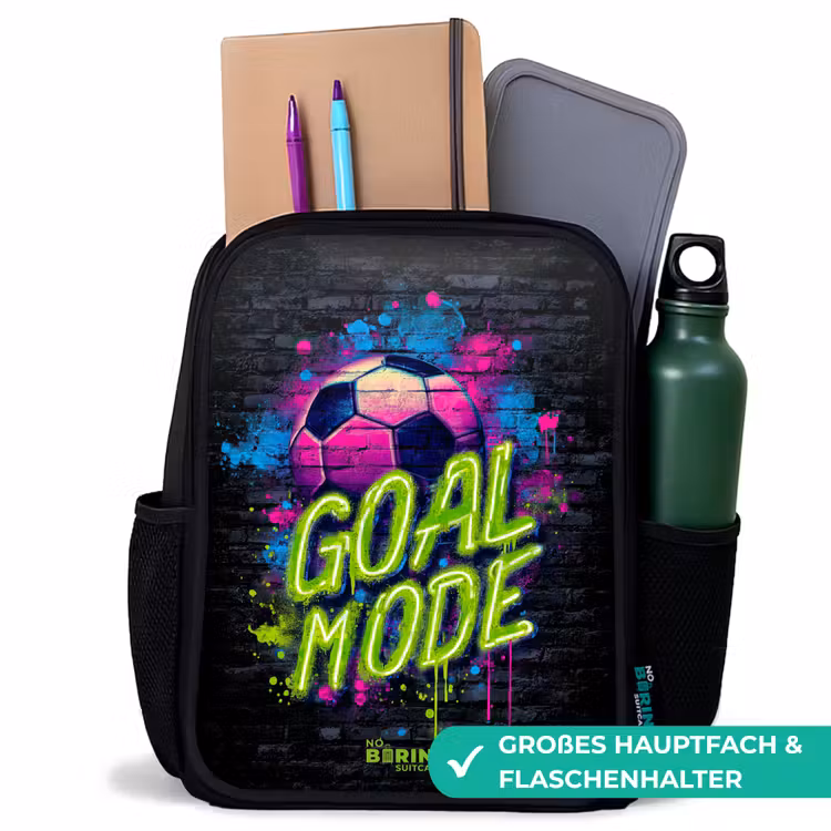 Neon - Graffiti - Voetbal - Kleurrijk Rugzak - Zwart middel -inhoud_DE