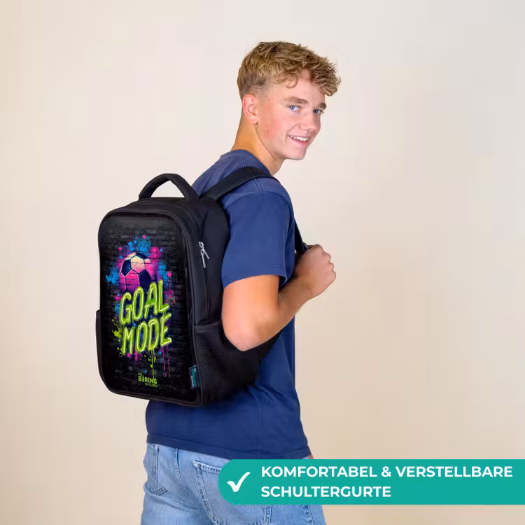 Neon - Graffiti - Voetbal - Kleurrijk Rugzak - Zwart middel -sfeer9_DE