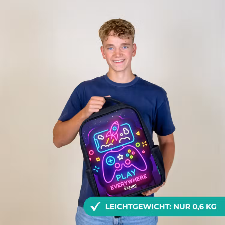 Neonillustratie met een controller Rugzak - Zwart middel -sfeer7_DE