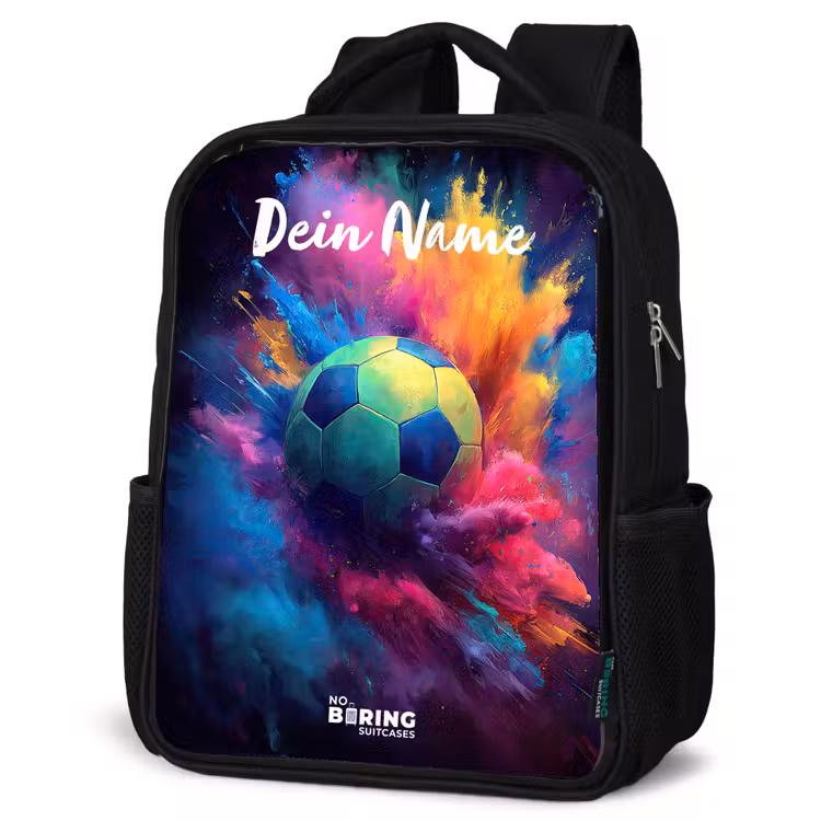 Neon - Bal - Kleurrijk Rugzak - Zwart middel -schuin
