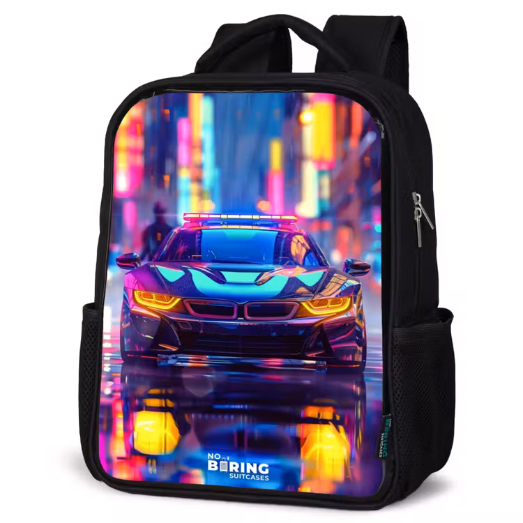 Neon nightcar Rugzak - Zwart middel -schuin