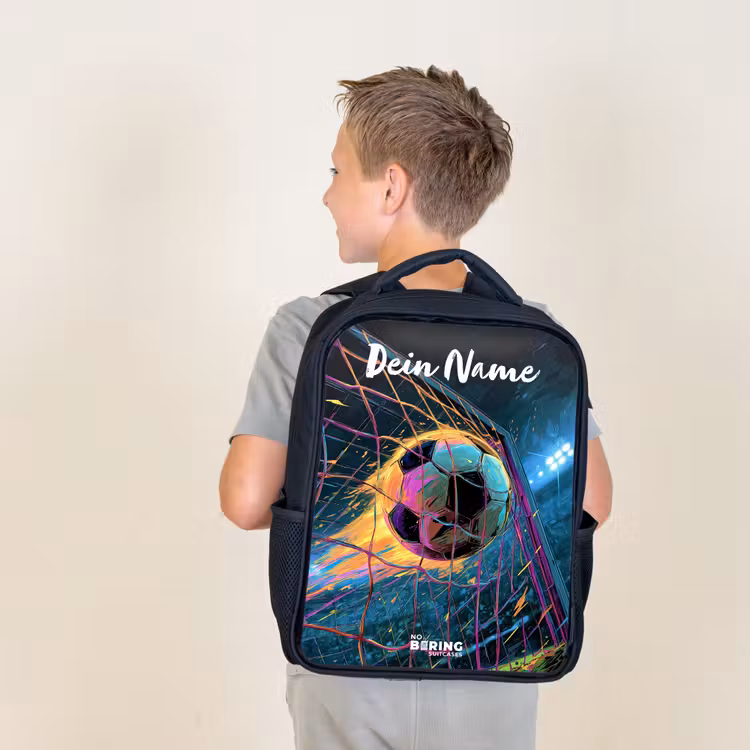 Neon - Net - Voetbal - Kleurrijk Rugzak - Zwart middel -sfeer2