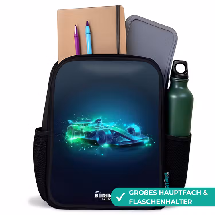 Neon racewagen in digitale stijl Rugzak - Zwart middel -inhoud_DE