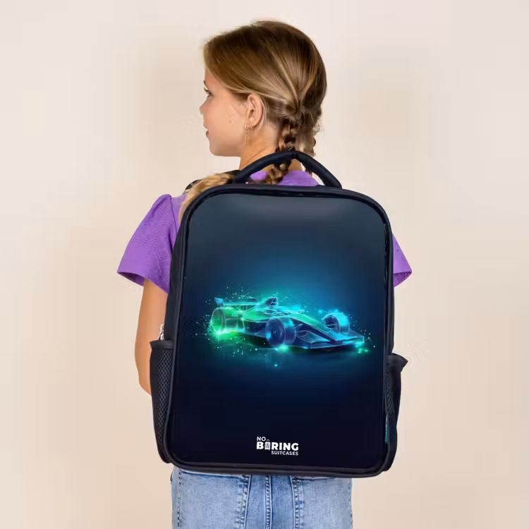 Neon racewagen in digitale stijl Rugzak - Zwart middel -sfeer5
