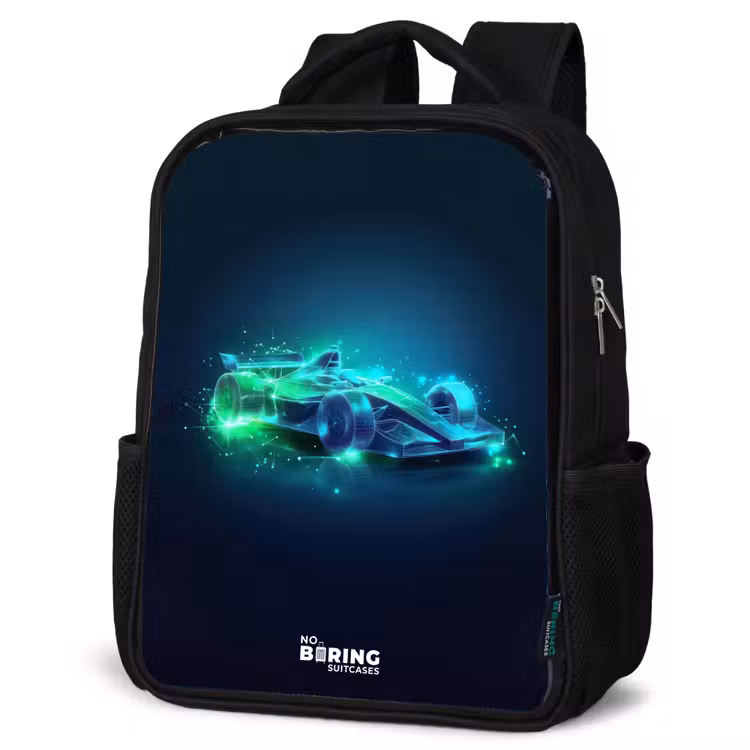 Neon racewagen in digitale stijl Rugzak - Zwart middel -schuin