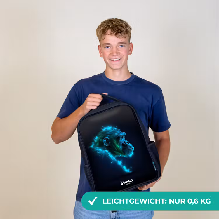 Neon silhouet van een chimpansee Rugzak - Zwart middel -sfeer7_DE