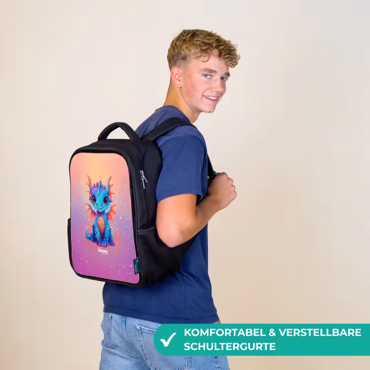 Schattige baby draak Rugzak - Zwart middel -sfeer9_DE
