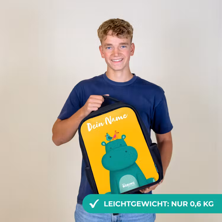 Nijlpaard - Vogels - Geel Rugzak - Zwart middel -sfeer7_DE