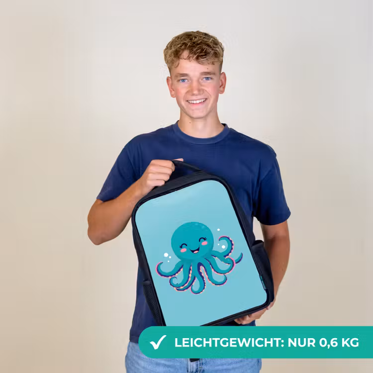 Octopus - Blauw - Gezicht Rugzak - Zwart middel -sfeer7_DE