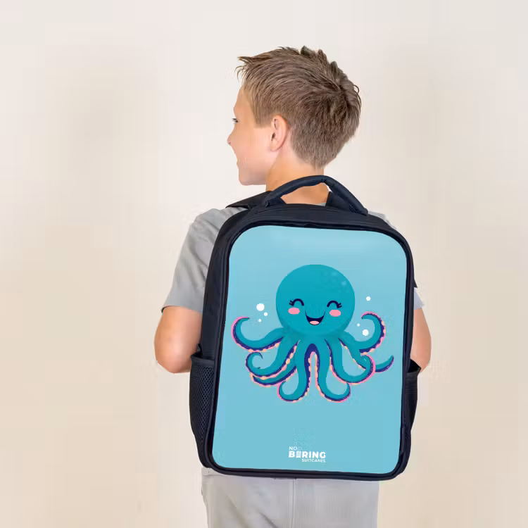 Octopus - Water - Blauw Rugzak - Zwart middel -sfeer2
