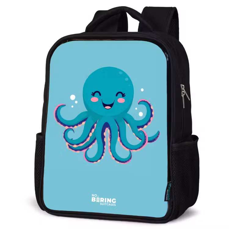 Octopus - Water - Blauw Rugzak - Zwart middel -schuin